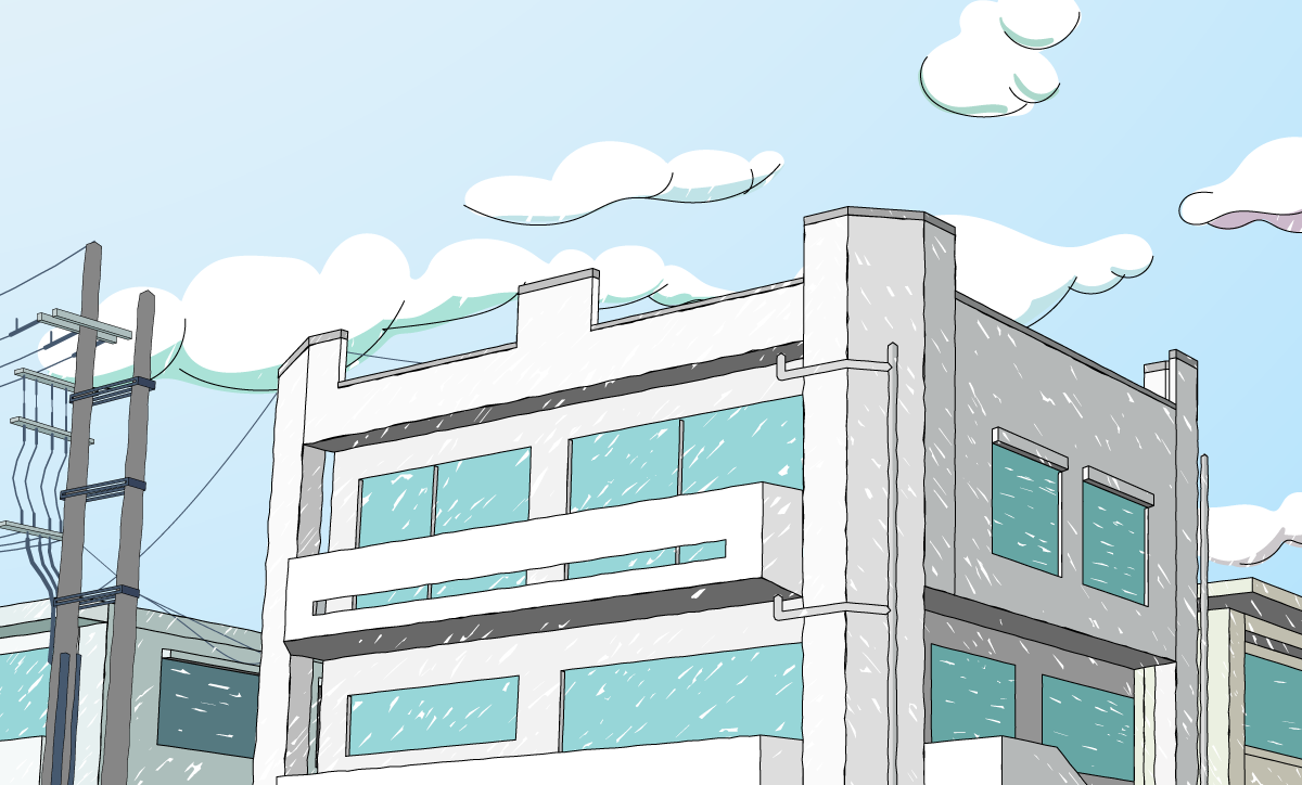 南の島のツノのある家